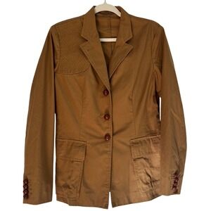 Ralph Lauren 100% Cotton Camel Brown Women's Equestrian Style Blazer Size S